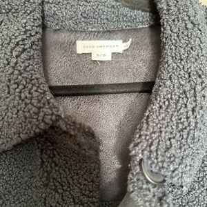 Good American Sherpa and Leather Jacket. Navy. Size 5/6. New. Never worn.
